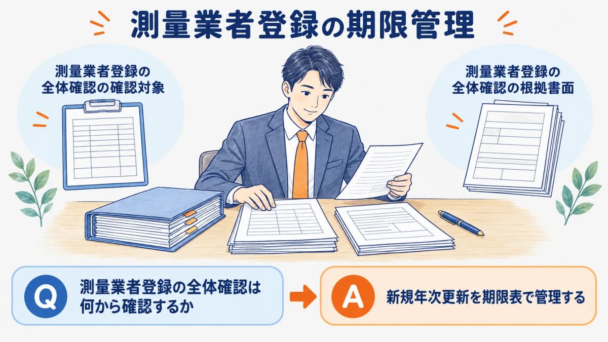 測量業者登録の要件と手続き|更新・年次提出の期限【2026年】